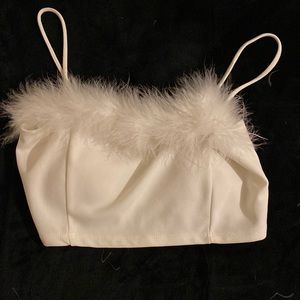 Off White fluffy crop top